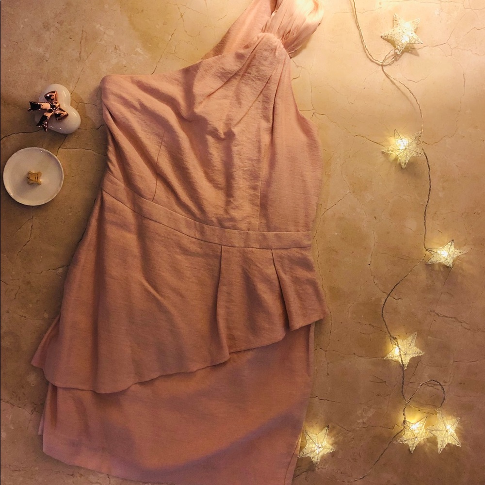 Pink one shoulder mini dress
